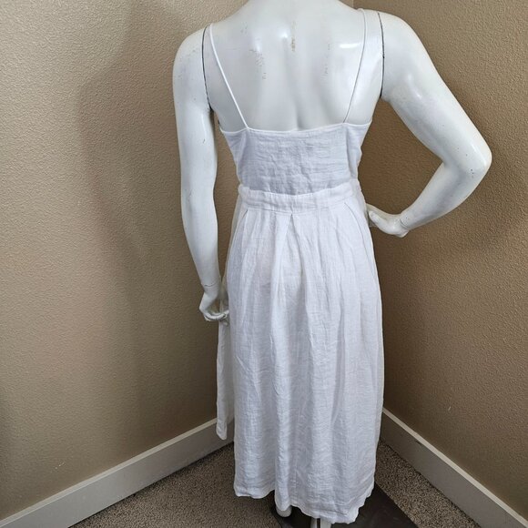BANANA REPUBLIC NWT White Linen Tie Waist Spaghetti Strap Midi Sundress~Size 0 - Picture 7 of 11